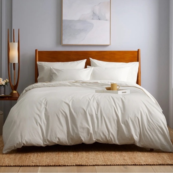 QUINCE Classic Organic Percale Duvet Cover Full/Queen Sand 3582 - Picture 3 of 9